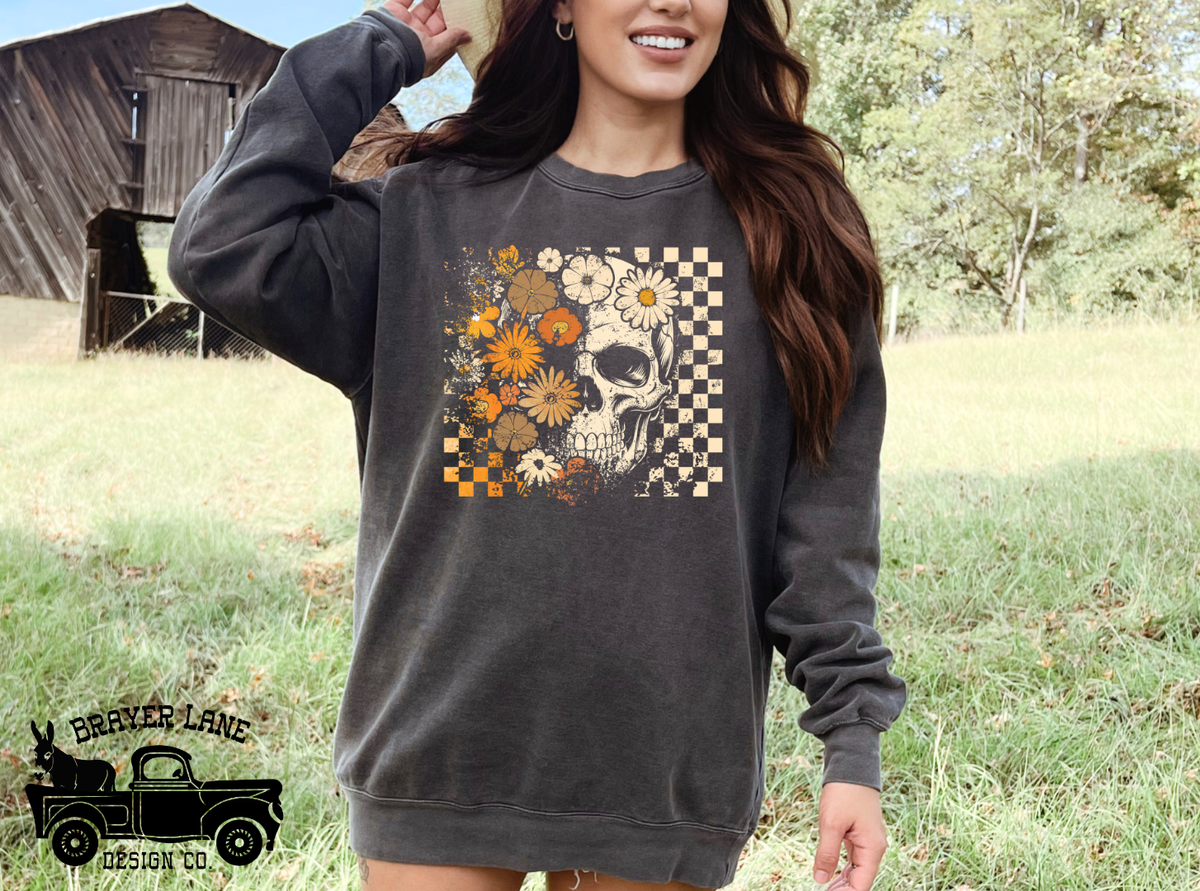 Floral Fall Skull - Premium Vintage Sweatshirt