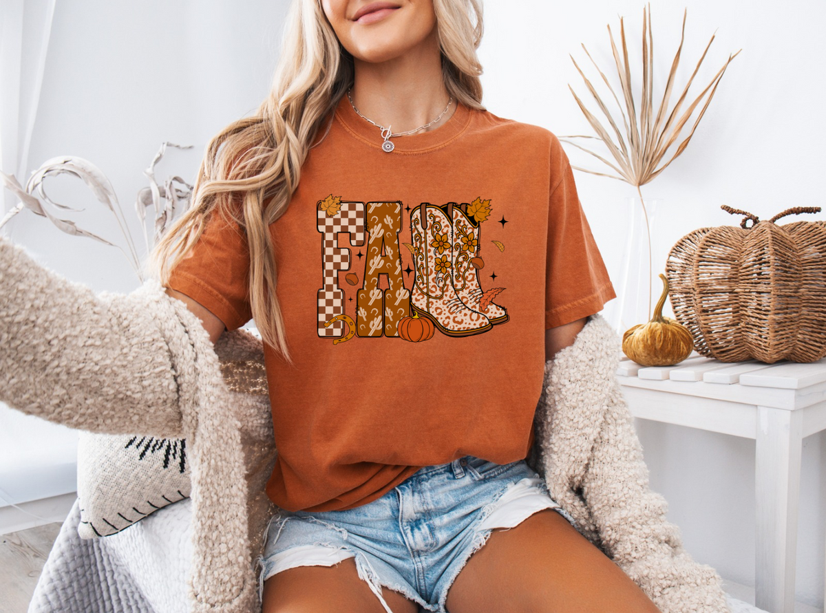 Fall Cowboy Boots - Vintage T-Shirt